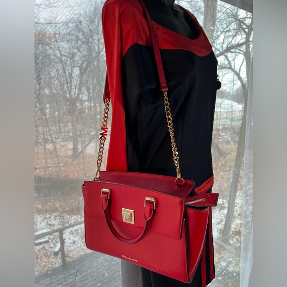 Michael Kors Brand New Amazing red color bag. With gold tone hardware. Very cute - Picture 11 of 12